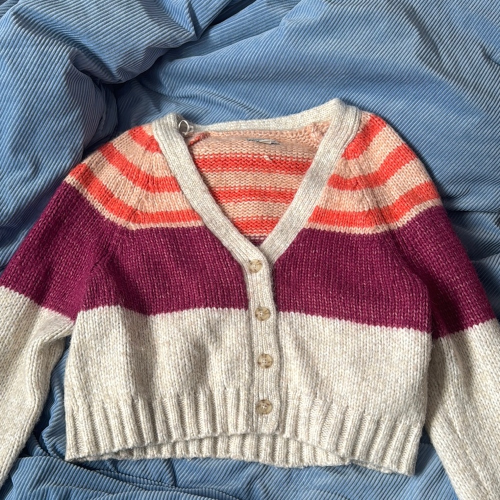 American Eagle striped button up Sweater